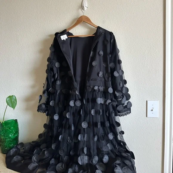 Dainty Jewells Black Polka Dot Applique Midi Dress - Picture 12 of 15